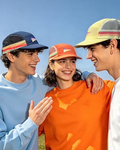 Clakllie Quick Dry 5 Panel Running Hat Breathable Mesh Hat Two-Tone Short Brim Hats Lightweight Baseball Cap Summer Sport Cap - color: Bs265p04-neonorange
