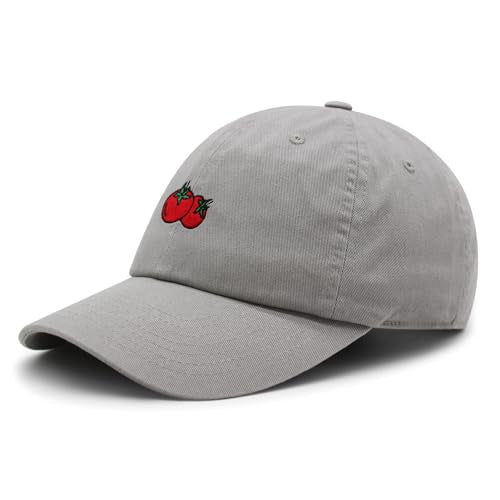 JPAK Two Tomatoes Premium Dad Hat Embroidered Cotton Baseball Cap Vegetables Embroidery - color: Light Gray