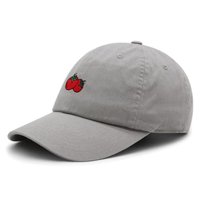 JPAK Two Tomatoes Premium Dad Hat Embroidered Cotton Baseball Cap Vegetables Embroidery - color: Light Gray