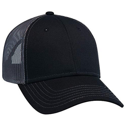 OTTO 6 Panel Low Profile Contrast Vertical Mesh Back Cap - color: Blk/Blk/Ch.gry