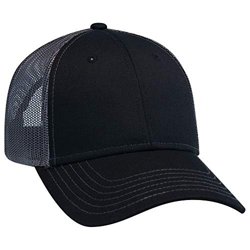 OTTO 6 Panel Low Profile Contrast Vertical Mesh Back Cap - color: Blk/Blk/Ch.gry