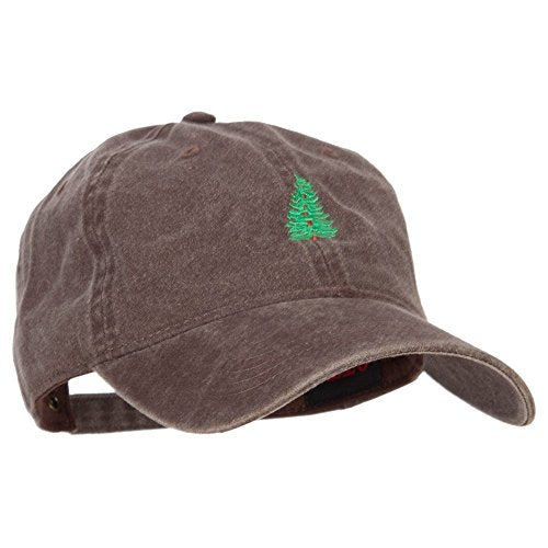 e4Hats.com Pine Tree Embroidered Washed Buckle Cap - color: Brown