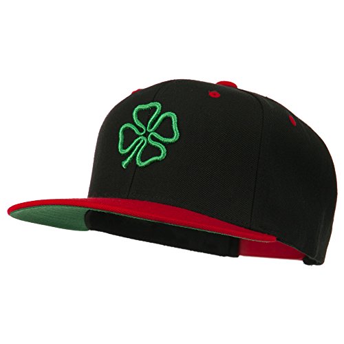 3D Clover Embroidered Two Tone Snapback Cap - color: Black Red