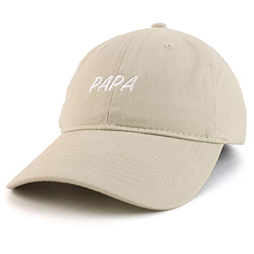 Trendy Apparel Shop Papa Embroidered Soft Crown 100% Brushed Cotton Cap - color: Stone