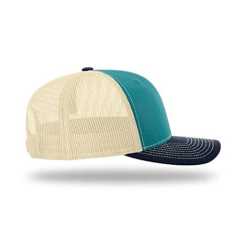 Richardson 112 Classic Six-Panel Adjustable Snapback Trucker Cap - color: Blue Teal/Birch/Navy
