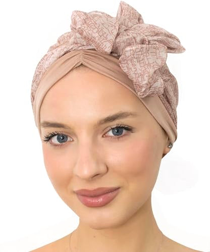 CAPLORD Chemo Headwrap for Women Turban Headwear for Cancer Patients Skull Cap Hair Loss Cover Lightweight Head Covering Hat - color: Beige Texture