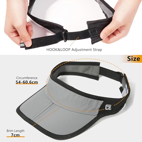 GADIEMKENSD Foldable Sun Visor Hat UPF 50+ Lightweight Adjustable - color: Light Gray Black