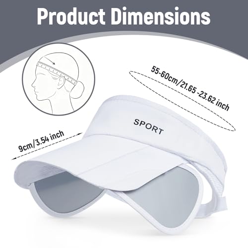 Summer Sun Visor for Women, Adjustable Sport Visor Hat with Retractable Brim, UV Protection Beach Tennis Golf Cap - color: White