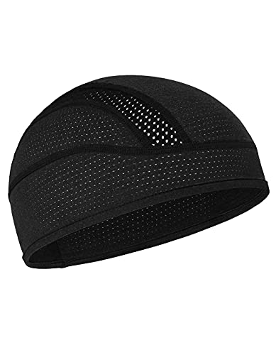 MELASA Cooling Skull Cap Breathable Mesh Sweat Control Helmet Liner for Men - color: Black