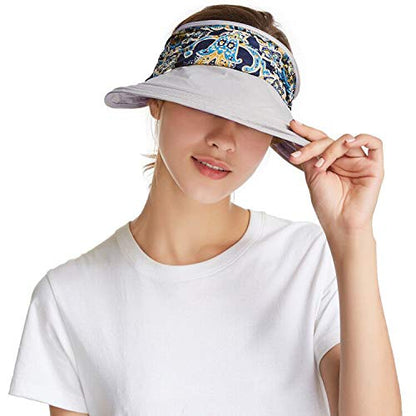 icolor Women Sun Hat UPF 50+ Sun Protection Hat Summer Outdoor Neck Shield Flap Visor Hat Ponytail Hats Wide Brim Beach Hat - color: Gray