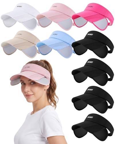 Unittype 9 Pack Sun Golf Visor Hats for Women Adjustable Retractable Brim UV Protection Sun Hats Sports Golf Cap Summer Beach Hat for Outdoor Cycling Hiking Fishing Multicolor
