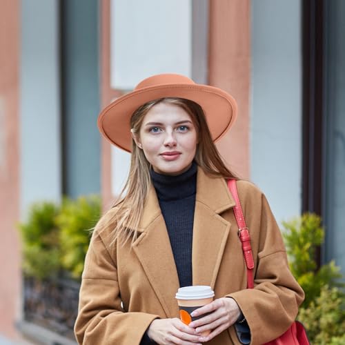 JaGely Hats Felt Hat for Women with Belt - color: Khaki, Black, Brown, Beige With Brown Belt