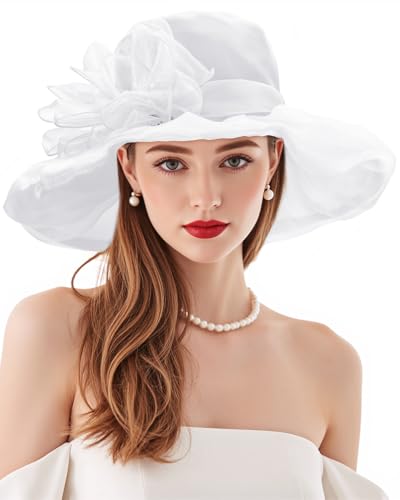 Century Star Kentucky-Derby hat Fascinator Hats for Women 2026 Floral Tea Party Bridal Church Wedding Headwear - color: White