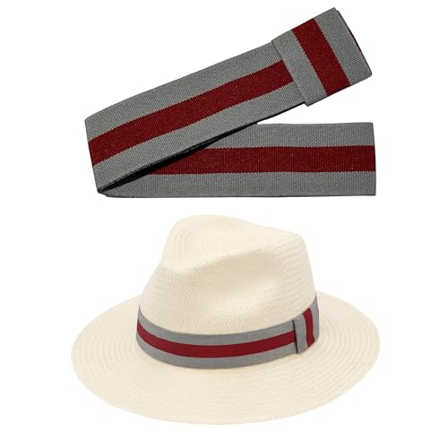 Gamboa Adjustable Hat Bands for Men and Women Fedora and Cowboy Hat Ribbon Band Hatbands Accessories - color: Red & Gray, size: X-Large