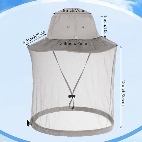 Mosquito Bug Net Hat for Women Men, Garden Sun Hats with Netting, Safari Cap Bucket Boonie Hats for Beekeeping Fishing Hiking - color: Light Grey
