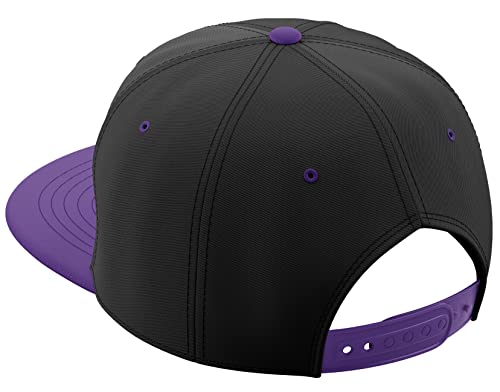 Daxton Classic Blank Snapback Flat Bill Visor Hat Cap One Size Adjustable Back - color: Black Purple