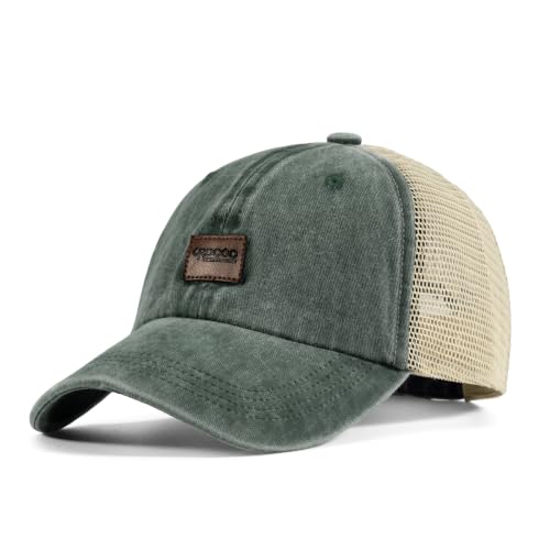 Clakllie Summer Mesh Baseball Cap for Men Vintage Trucker Mesh Back Hat - color: Crzm02-green