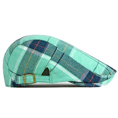 2 Pack Mens Newsboy Flat Cap Plaid Ivy Gatsby Cabbie Driving Golf Hat Beret - color: 2 Pcs Set C