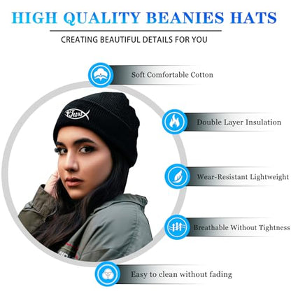 Black Knit Beanie Hat for Men Bear Classic Adult Beanie Cap Winter Warm Knitted Hat for Men Women Skull Hip Hop Cap for Men - color: Fish Jesus