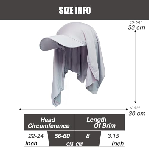 Headscarf Baseball Cap for Men Women, Summer Sun Visor Hat - color: Gray