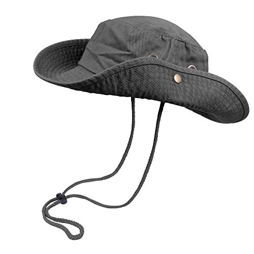 Bucket Hats with String Wide Brim Hiking Fishing UV Sun Protection Safari Unisex Boonie - color: Dark Grey, size: Large-X-Large