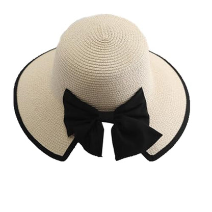 Womens Mens Wide Brim Straw Panama Hat Beach Sun Hat Summer Wide Brim Straw Roll up Hat Fisherman's UPF 50 - color: -Beige