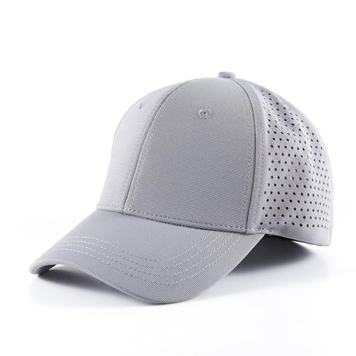 6 Panel Stretch Full Closed Baseball Caps Men's Blank Fitted Cap Curved Brim Elastic Closed Back Hat Q2426 - color: Grey Mesh