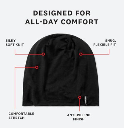 Summer T-Shirt Beanie for Men & Women - Soft Modal - Slouchy Style - color: Black