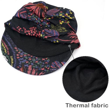 XYIYI Women Cancer Headwear Soft Chemo Beanie Baseball Cap - color: Black Flower