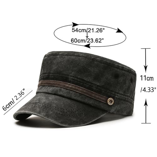 Unisex Cadet Army Cap Military Adjustable Flat Top Hat for Men Women - color: Washed Green