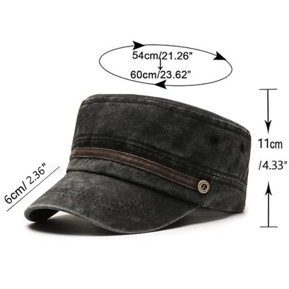 Unisex Cadet Army Cap Military Adjustable Flat Top Hat for Men Women - color: Washed Green