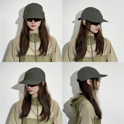 FASHIXD Mesh 5 Panel Runner Hat for Men Flat Brim Quick Dry Running Hat - color: Dark Green