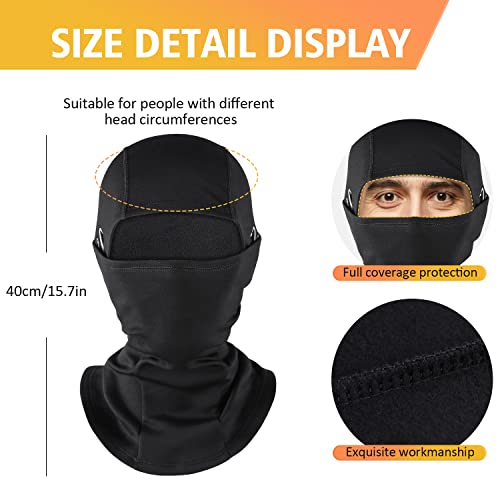KGC Winter Balaclava for Men Women, Thermal Ski Mask Cold Weather Face Mask - color: Black