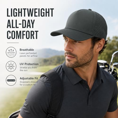 Quick Dry Baseball Cap Waterproof Snapback Trucker Golf Hat for Men Women - color: Dark Gray