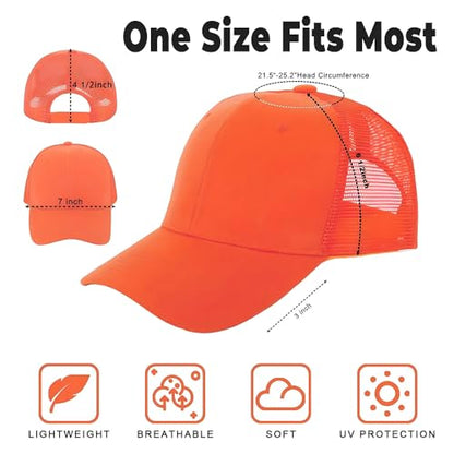 ZH 12 Pack Mesh Trucker Hats, Bulk Baseball Caps for Men and Women, Trucker Cap Wholesale - color: Orange