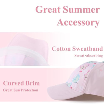 Zsedrut Girls Glitter Baseball Cap Kids Adjustable Ponytail Hat Toddler Summer Mesh Trucker Hats - color: Butterfly