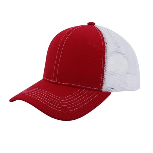 ZH 12 Pack Mesh Trucker Hats, Bulk Baseball Caps for Men and Women, Trucker Cap Wholesale - color: Red-white