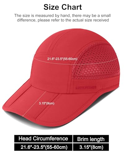 GADIEMKENSD Mens Folding Outdoor Hat Long Brim UPF 50+ Sun Protection - color: Folding Red