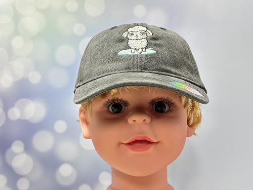 Adjustable Embroidery Animal Baseball Hat for Kid Toddler Child - color: Lamb (Washed Black)