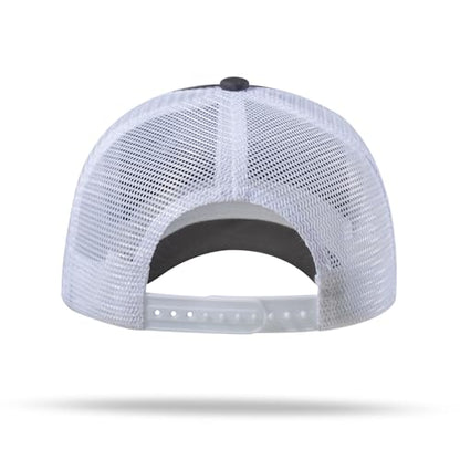 American Flag Trucker Hat - Snapback Hat, Baseball Cap for Men Women - Breathable Mesh Side, Adjustable Fit - for Casual Wear - color: Dark Gray/White