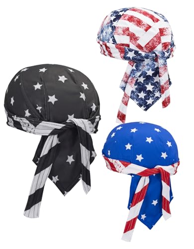 Do Rags Cycling Caps Helmet Liner Doo Rag Motorcycle Bandana Hat Sweat Liner Skull Caps Dew Rags for Men and Women - color: Flag Designs