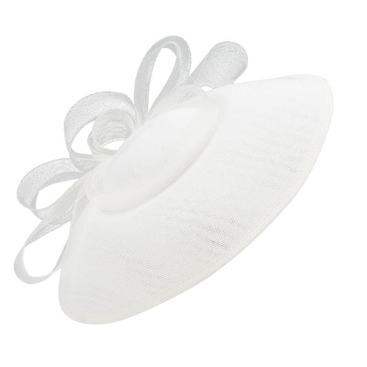 Elegant Wide Brim Fascinator Hat for Women, Detachable Headband & Clip - color: White