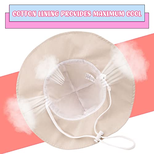 BAVST Baby Sun Hat Girls Floppy Bucket Hat Summer Toddler Outdoor Cap for Swim Beach - color: Beige, size: 1-2T
