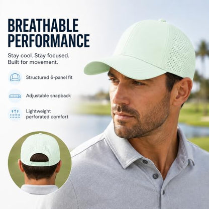 Quick Dry Baseball Cap Curved Brim Snapback Hat Mesh for Men Women - color: Lightgrey+aquagreen+lightblue