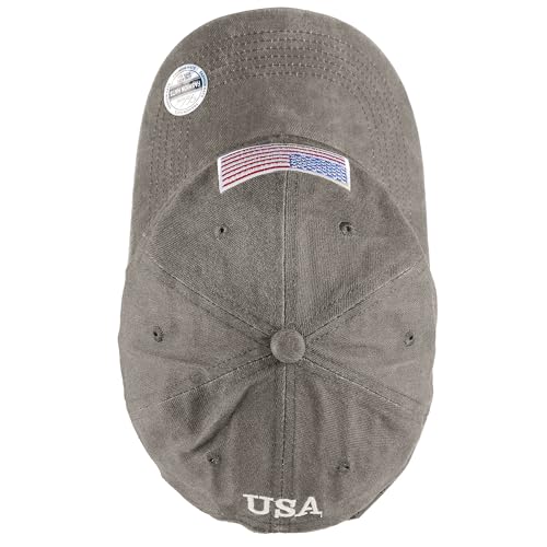 Falari USA Flag Embroidered Baseball Cap, Low Profile Adjustable Dad Hat, 100% Cotton, Pre-Washed - color: Gray