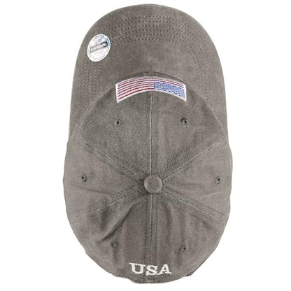 Falari USA Flag Embroidered Baseball Cap, Low Profile Adjustable Dad Hat, 100% Cotton, Pre-Washed - color: Gray