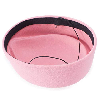 Lawliet Wool Stewardess Air Hostesses Pillbox Hat Millinery Teardrop Fascinator Base A040 - color: Pink