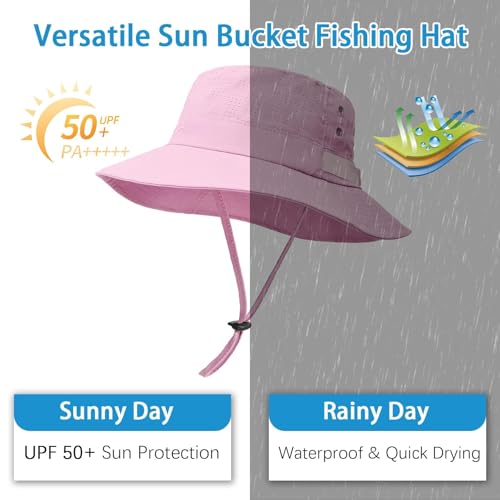 Sun Bucket Hat for Men Women Fishing Beach Safari Hats for Golf Hiking Hunting Outdoor UPF 50+ - color: Pink