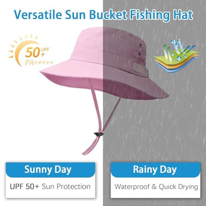 Sun Bucket Hat for Men Women Fishing Beach Safari Hats for Golf Hiking Hunting Outdoor UPF 50+ - color: Pink