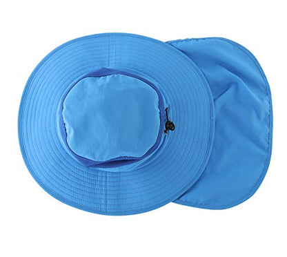 Home Prefer Outdoor UPF50+ Mesh Sun Hat Wide Brim Fishing Hat with Neck Flap Sun Hat for Men Women - color: Blue